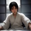 时尚搭配师在工作室里为最小比基尼款式搭配配饰，桌面陈列多种色卡